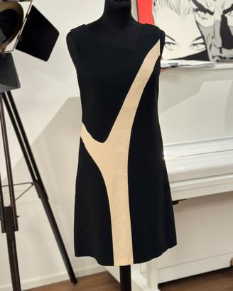 Vestito senza maniche nero e beige