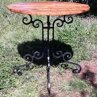 Tavolino firmato tavolo artigianale legno e ferro