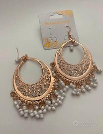 Orecchini pendenti oro e bianco NUOVI