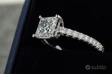 Anello con Diamante Princess da 2.08ct. certificat