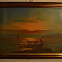 Dipinto olio su tela a tema marittimo