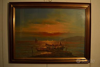 Dipinto olio su tela a tema marittimo