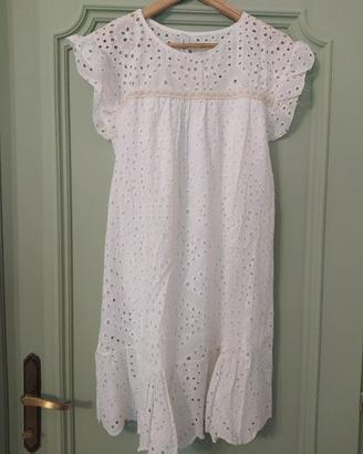 abito bianco pizzo Sangallo 100%cotone