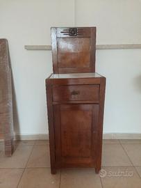 Comodino d'epoca,  in legno color noce, 