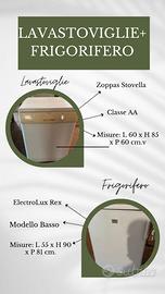 Lavastoviglie Zoppas + Frigorifero Rex