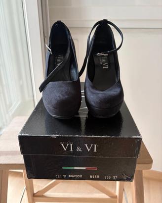 Scarpe décolleté VI & VI Milano nere con plateau