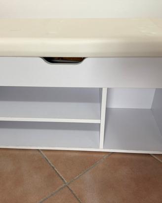 Panca in mdf bianca con apertura