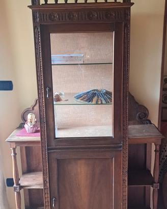 Mobile primi '900 a vetrina con scaffali laterali