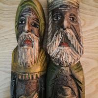 2 statue in legno da parete 35 cm