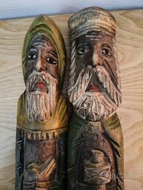 2 statue in legno da parete 35 cm