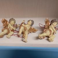 Set 3 angeli di natale da appendere in resina vint