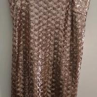  tubino  da sera paillettes bronzo oro rosa ovs L 