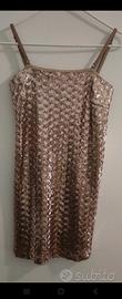  tubino  da sera paillettes bronzo oro rosa ovs L 