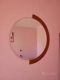 Specchio Tondo Moderno con Dettaglio in Legno