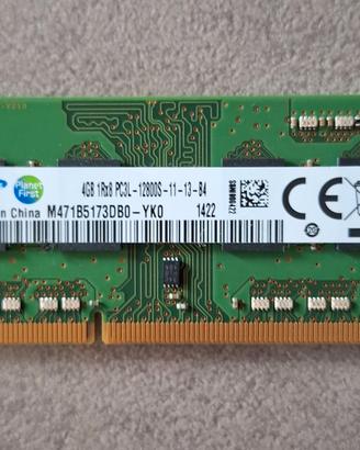 RAM DDR3L 4GB Samsung per Laptop