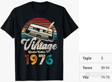 MAGLIA T-SHIRT VINTAGE 1976 NERA TAGLIA S – NUOVA