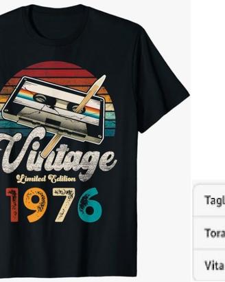 MAGLIA T-SHIRT VINTAGE 1976 NERA TAGLIA S – NUOVA