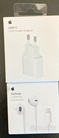 Alimentatore 20w e EarPods to Lightning per iphone