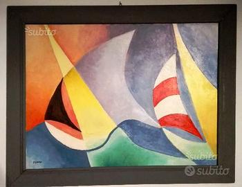 OSVALDO PERUZZI - Olio su cartone FUTURISTA