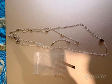Collana doppia argento con cuoricino - doppio filo
