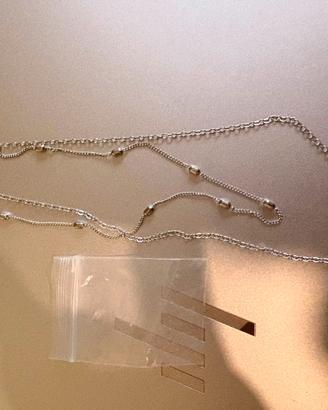 Collana doppia argento con cuoricino - doppio filo