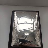 Cofanetto porta carte da gioco in pelle e argento