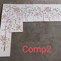 Metroquadro,piastrelle decorate mano"Glicine",1995