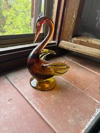 Cigno vintage in vetro artistico ambra