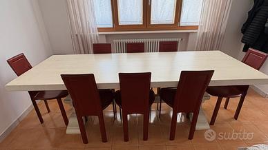 Tavolo legno masello e sedie in pelle Cattelan