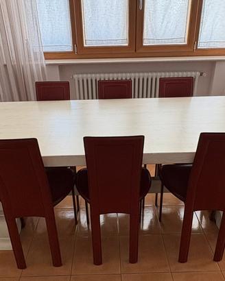 Tavolo legno masello e sedie in pelle Cattelan