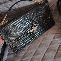 borsa in coccodrillo, originale anni '80, marrone