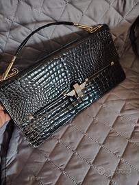 borsa in coccodrillo, originale anni '80, marrone