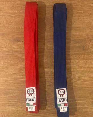 Cinture karate kumite Itaki rosso blu taglia 6