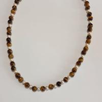 Collana unisex occhio di tigre con vere perle 