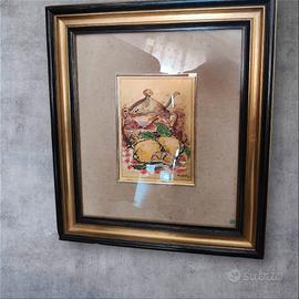 Quadro dipinto a mano su foglia oro