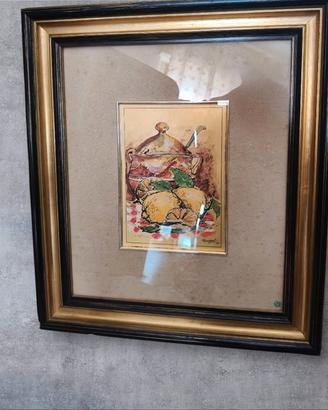 Quadro dipinto a mano su foglia oro