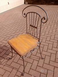 Set 6 sedie in ferro battuto e legno