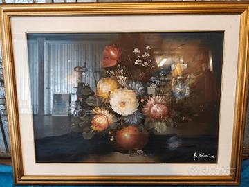 olio su tela di Soluri i  "Fiori" con certificato 