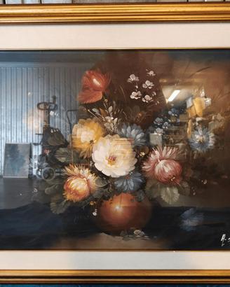 olio su tela di Soluri i  "Fiori" con certificato 