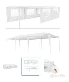 Gazebo per feste/deposito bianco 9x3