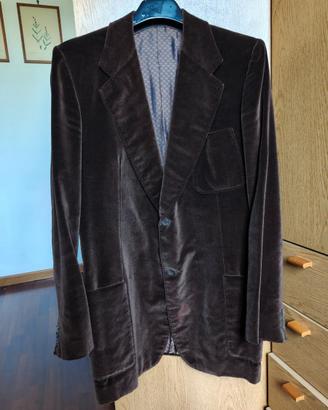 blazer sartoriale uomo in velluto marrone vintage