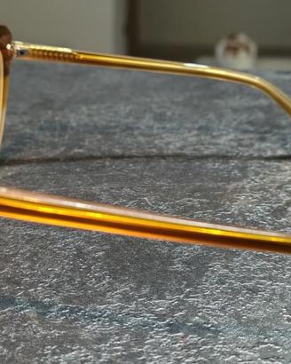 Occhiali da vista cat-eye marrone e oro