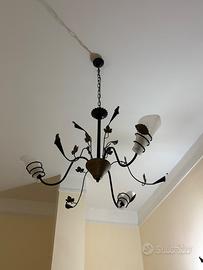 Set Lampadario a Sospensione + 2 Applique in Ferro