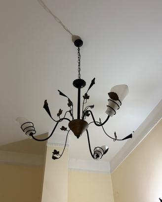 Set Lampadario a Sospensione + 2 Applique in Ferro