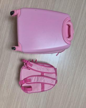Valigia trolley bambina con zainetto coordinato
