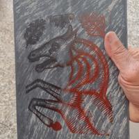 Linoleografia su ardesia 20 per 29 cm