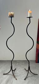 Coppia candelabri in ferro battuto