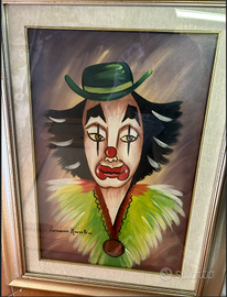 ROMANO MUSSOLINI dipinto a olio su tela Clown