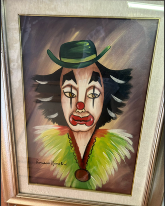 ROMANO MUSSOLINI dipinto a olio su tela Clown