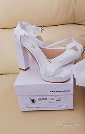 Sandali Sposa in Pelle Bianco Perla - Taglia 38